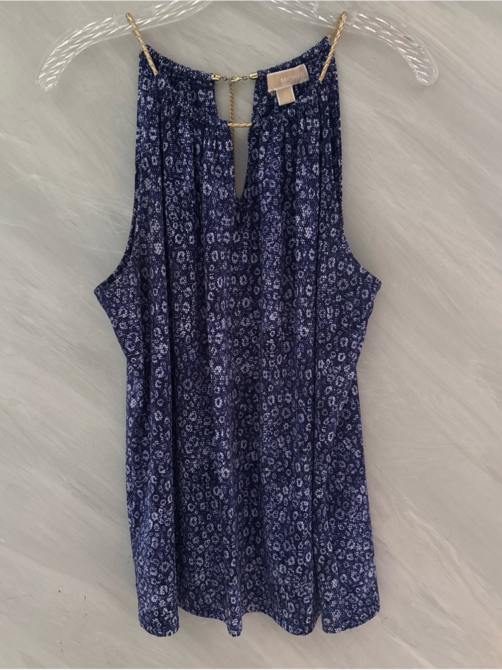 Michael Kors Navy Blue Patterned Halter Tank Top